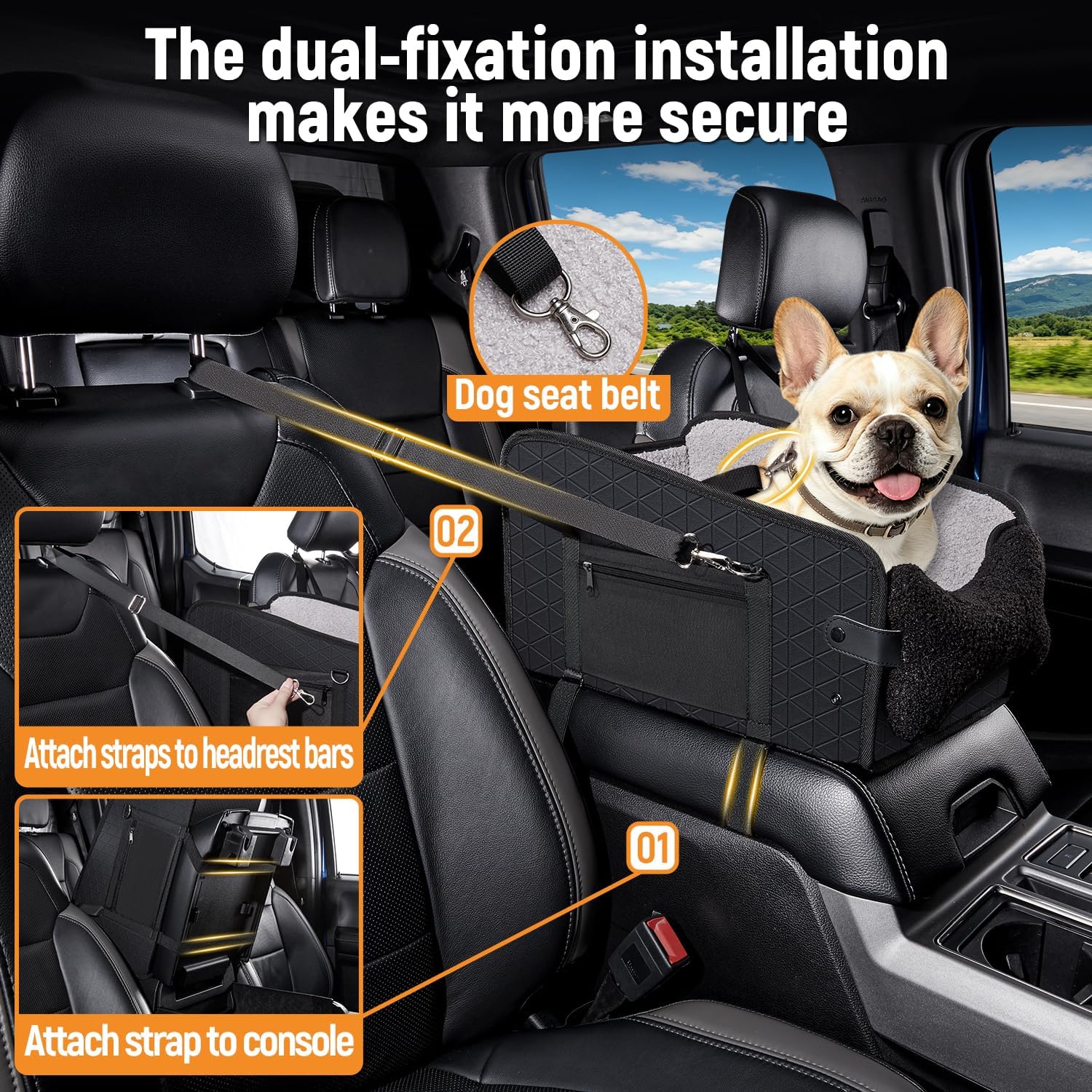 YJGF Center Console Dog Car Seat,Pet Car Seats for Small Dogs,Under 30 lbs image 5
