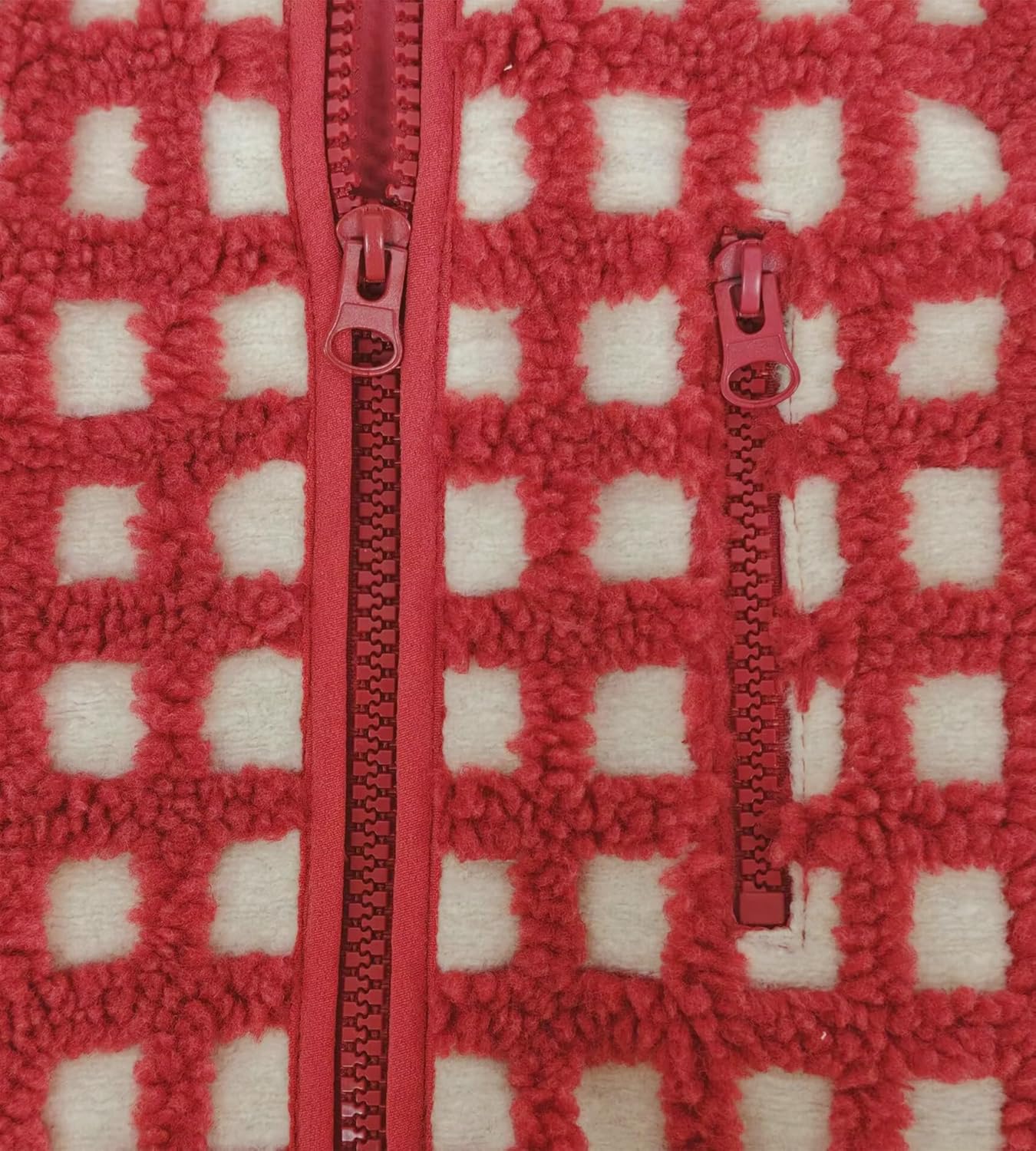 Colorful world Womens Checkered Sherpa Vest Fleece Jacket Lightweight Zip Up Sleeveless Crochet Plaid Gilet with Pocket - Image 9