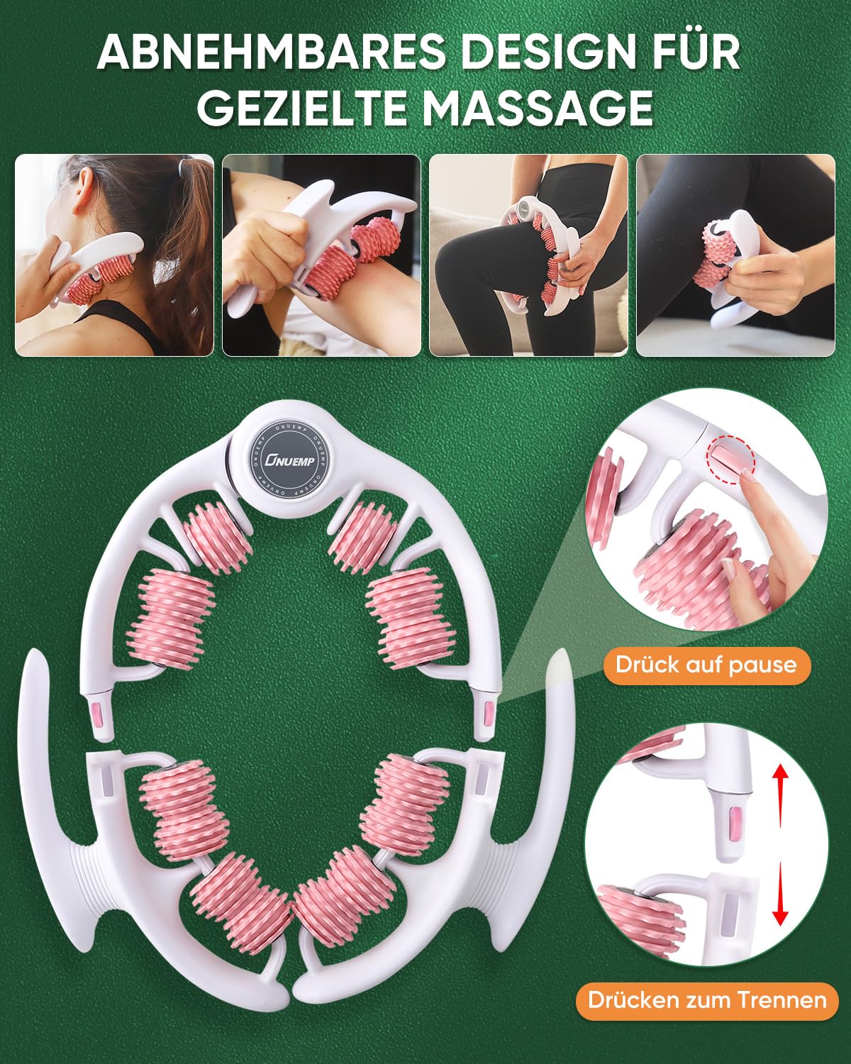 Bein Massagerolle, Massageroller mit Griff Zur Cellulite Entfernung, Faszienrolle Beine MassagegeräT für Oberschenkel Anti-Celulitis, Lymphdrainage, KöRperformung, Manuell