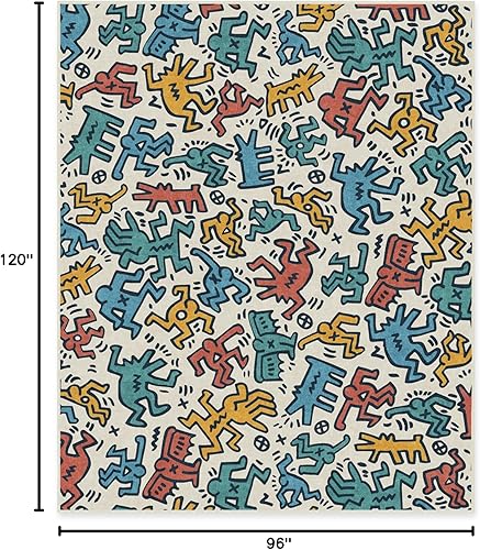 Miniatura 69 de RUGGABLE x Keith Haring - Alfombra lavable, estilo libre, color perla de 5 x 7, resistente a las manchas, antideslizante, con almohadilla estándar