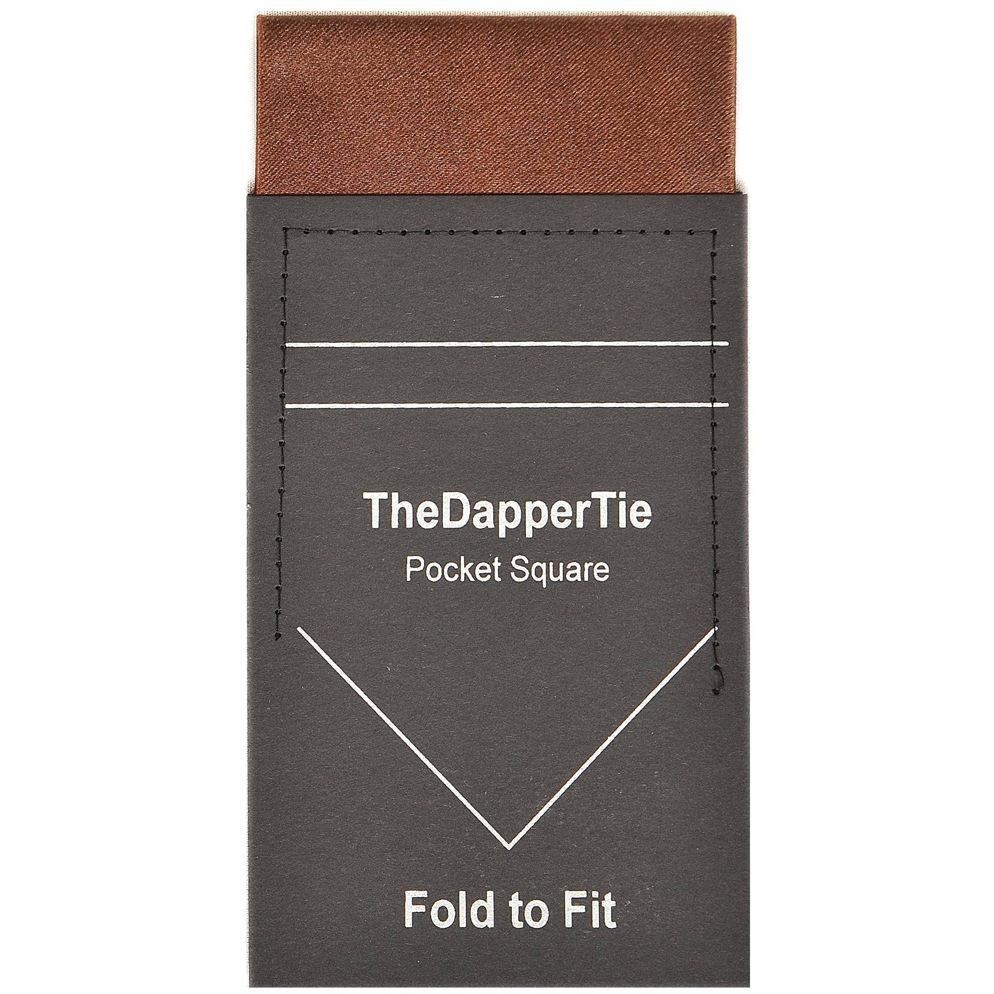 Brown Solid Flat Pre Folded Pocket Square on Card For Men
