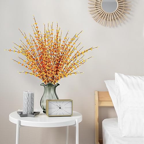 Miniatura 6 de Sggvecsy 10 flores artificiales de jazmín de 29.5 pulgadas de largo, ramo de flores falsas, plantas de jazmín sintético, ramas secas para Acción de