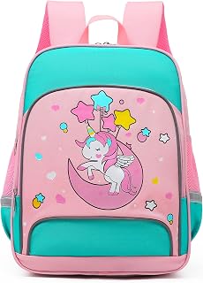 Backpack for Girls,Dorlubel Kids backpacks Preschool Kindergarten Bookbag Cute Lightweight Backpack With Chest Strap (Green & Pink Unicorn)
