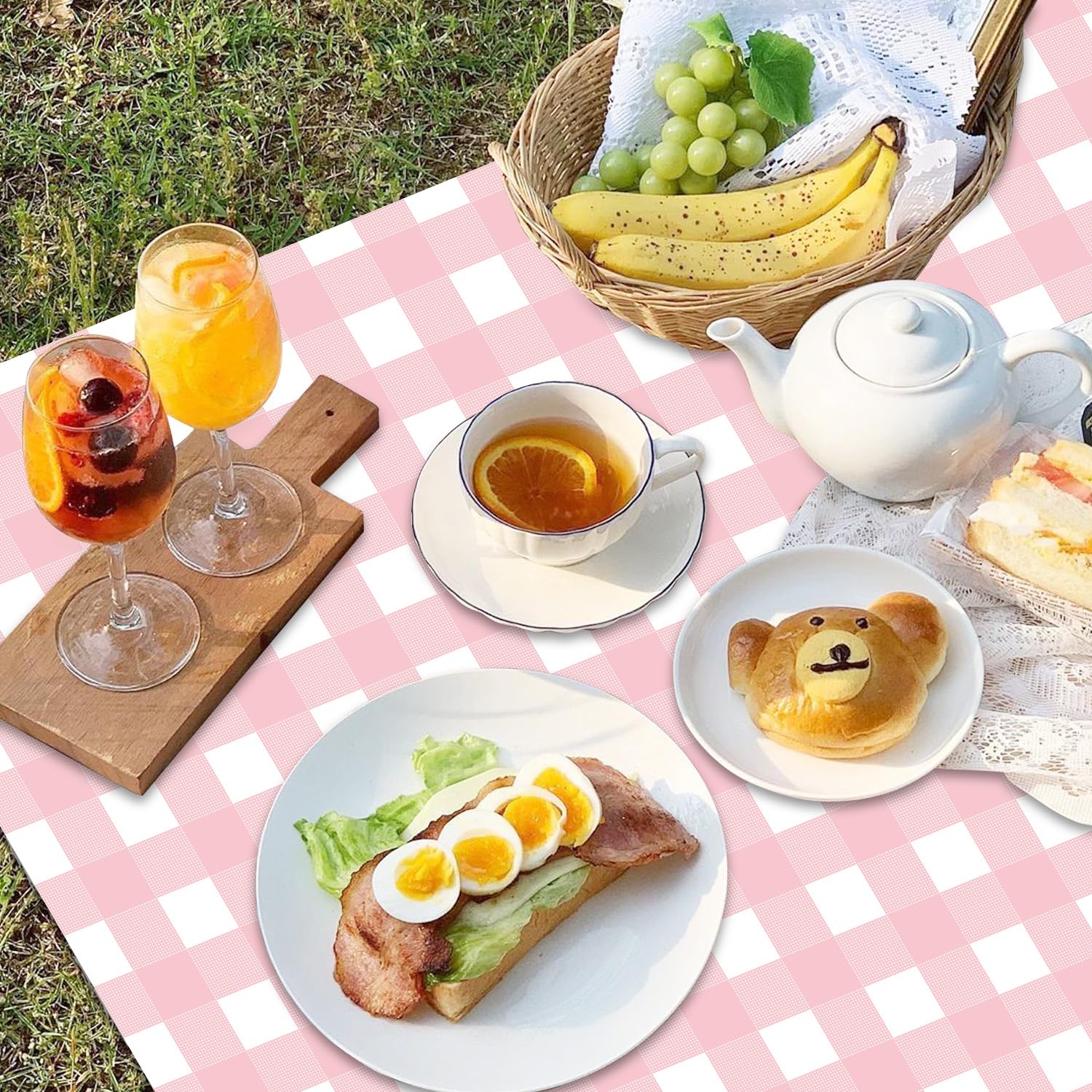 4 confezioni di tovaglie rosa a righe in stile Gingham, tovaglie a scacchi bianco e rosa 219,96 x 129,53 centimetri coperture per tavolo a righe rettangolari impermeabili per picnic per feste di