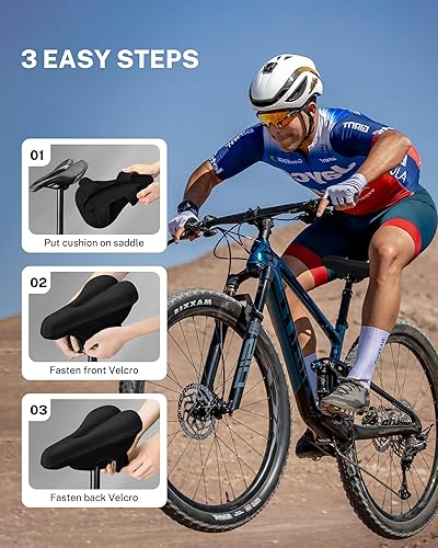 Vista 20 de Bike Seat Cushion - Gel Padded Bike Seat Cover for Men Women Comfort, Adjustable Velcro Secure Bicycle Seat Cushion Compatible with Peloton, Indoor