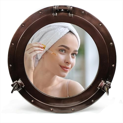 Nagina International Espejo vintage antiguo de aluminio de alta calidad para montar en la pared, de coca cola, ventana de ojo de buey de barco,