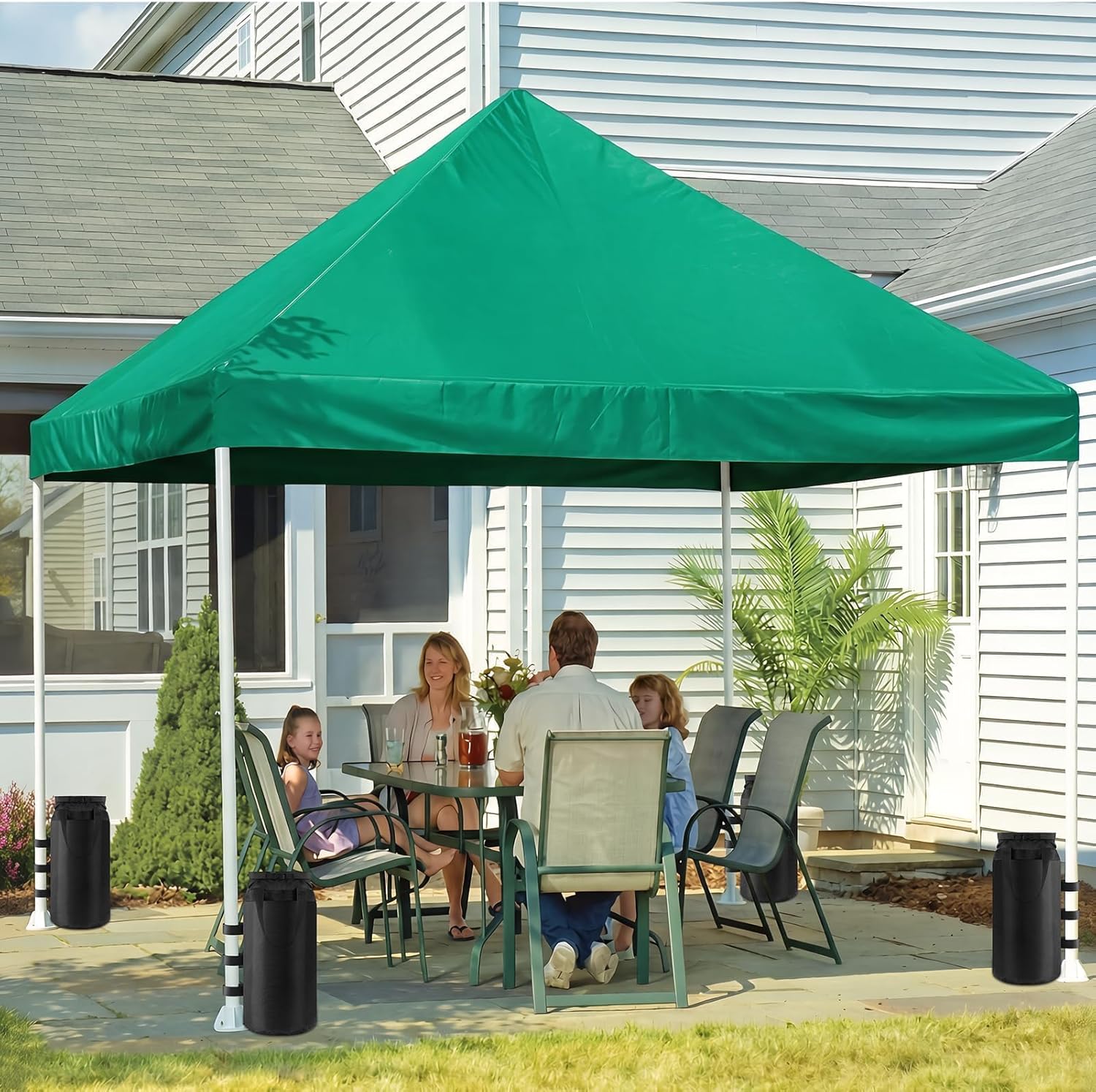 Esmorah 160 LBS Canopy Sandbags Weight Bags with Handle(4-Pack), 1680D Heavy Duty Black Tent Sand Bags, Outdoor Sandbag for Gazebo Wide Legs, Patio Umbrellas, Pop Up Sun Shelter (Without Sand)