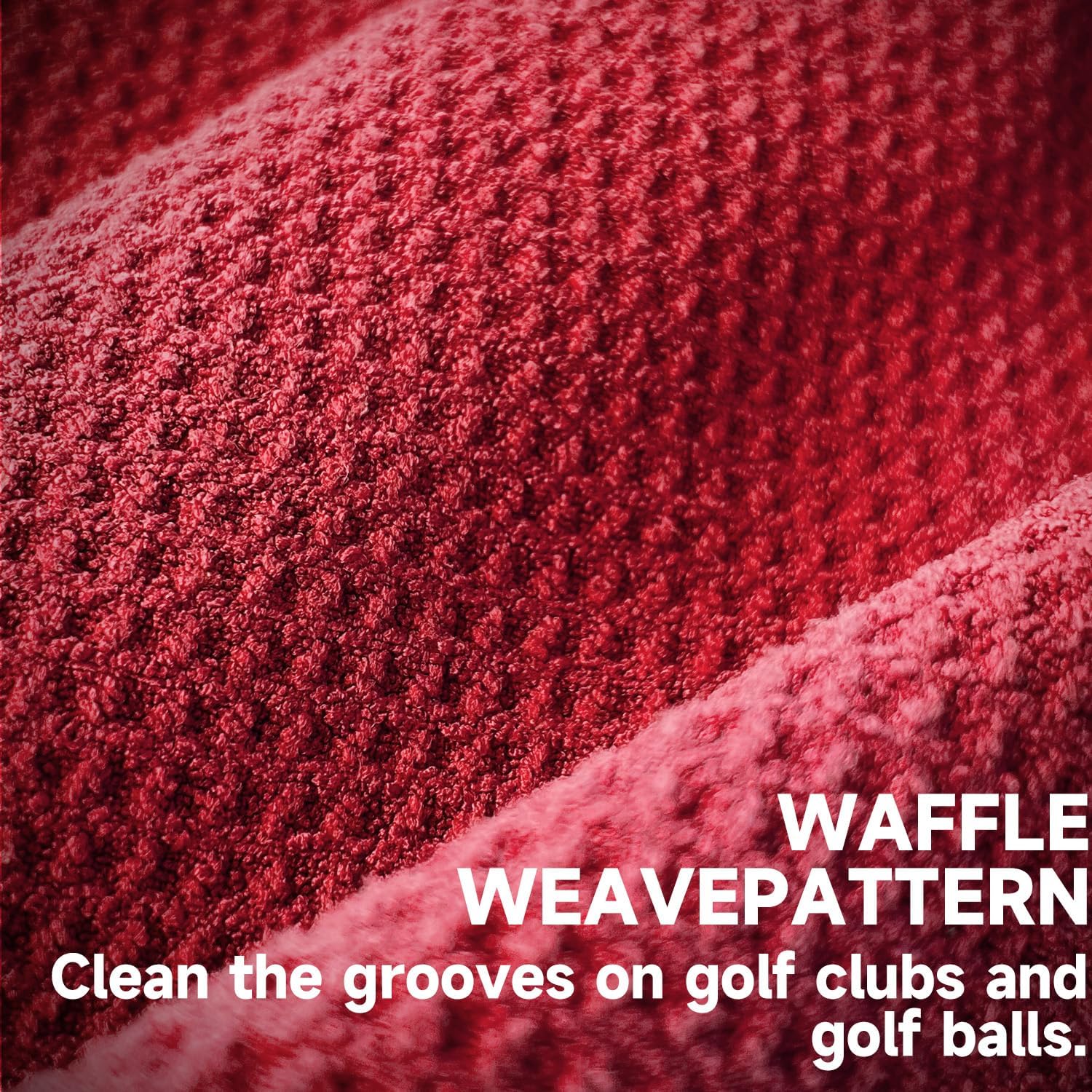 3 Pack Golf Towels - 16"x24" Tri-Fold Waffle Microfiber Golf Towel for Golf Bag/Golf Cart, Heavy-Duty Carabiner & Ultra Absorbent Fabric to Wipe Sand, Mud & Sweat (Black/Grey/Red) - Image 6