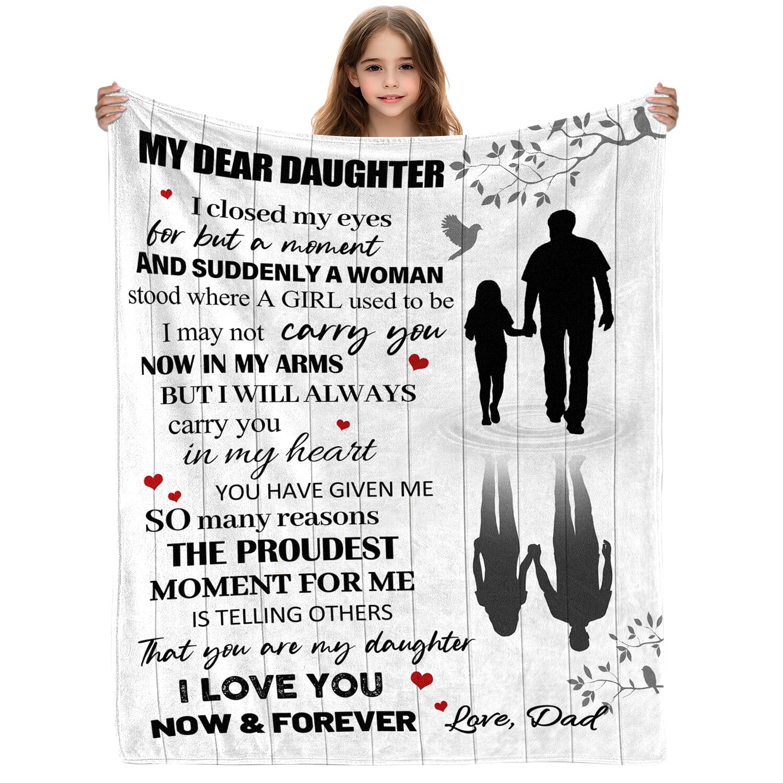 Yasrlvun Daughter Blanket from Dad, 50x60 Inch Daughter Blanket Daughter Birthday Valentines for Daughter