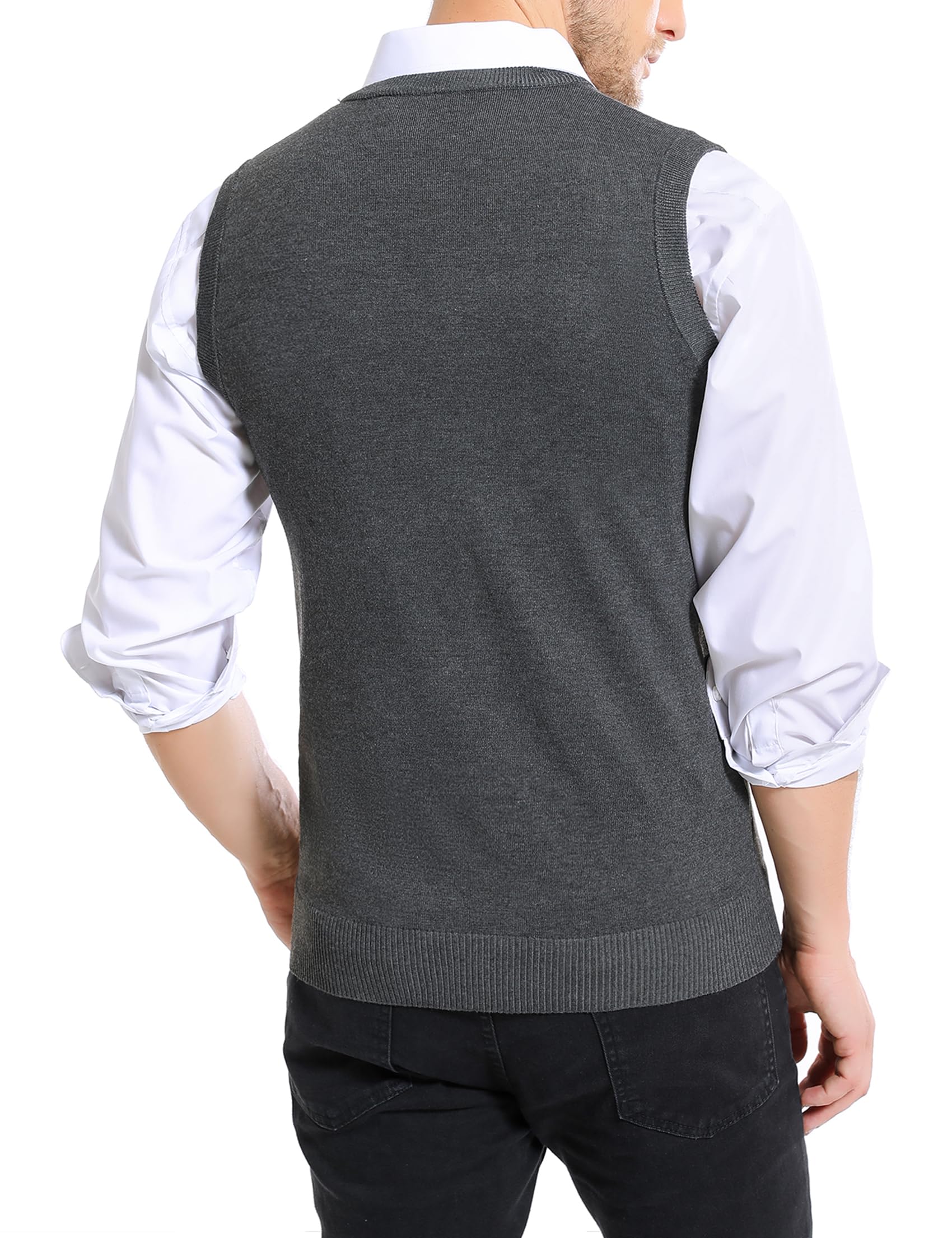 Sykooria Gilet Maglione da Uomo con Scollo V Maglioncino Smanicato Senza Maniche Pullover Gilet Cotone in Maglia Invernale Maglioni e Cardigan da Uomo Casual