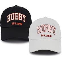 Hubby and Wifey EST 2026 Hat Set, Fiance Fiancee Hats for Couples, Bridal Shower Gifts, Newlywed for Him & Her
