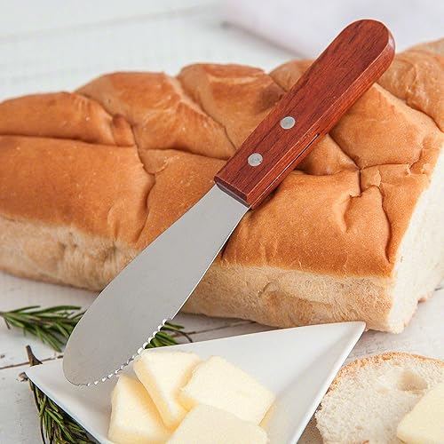 Miniatura 4 de Adorox Cuchillos de cocina anchos de acero inoxidable para sándwiches, mantequilla y queso (juego de 4)