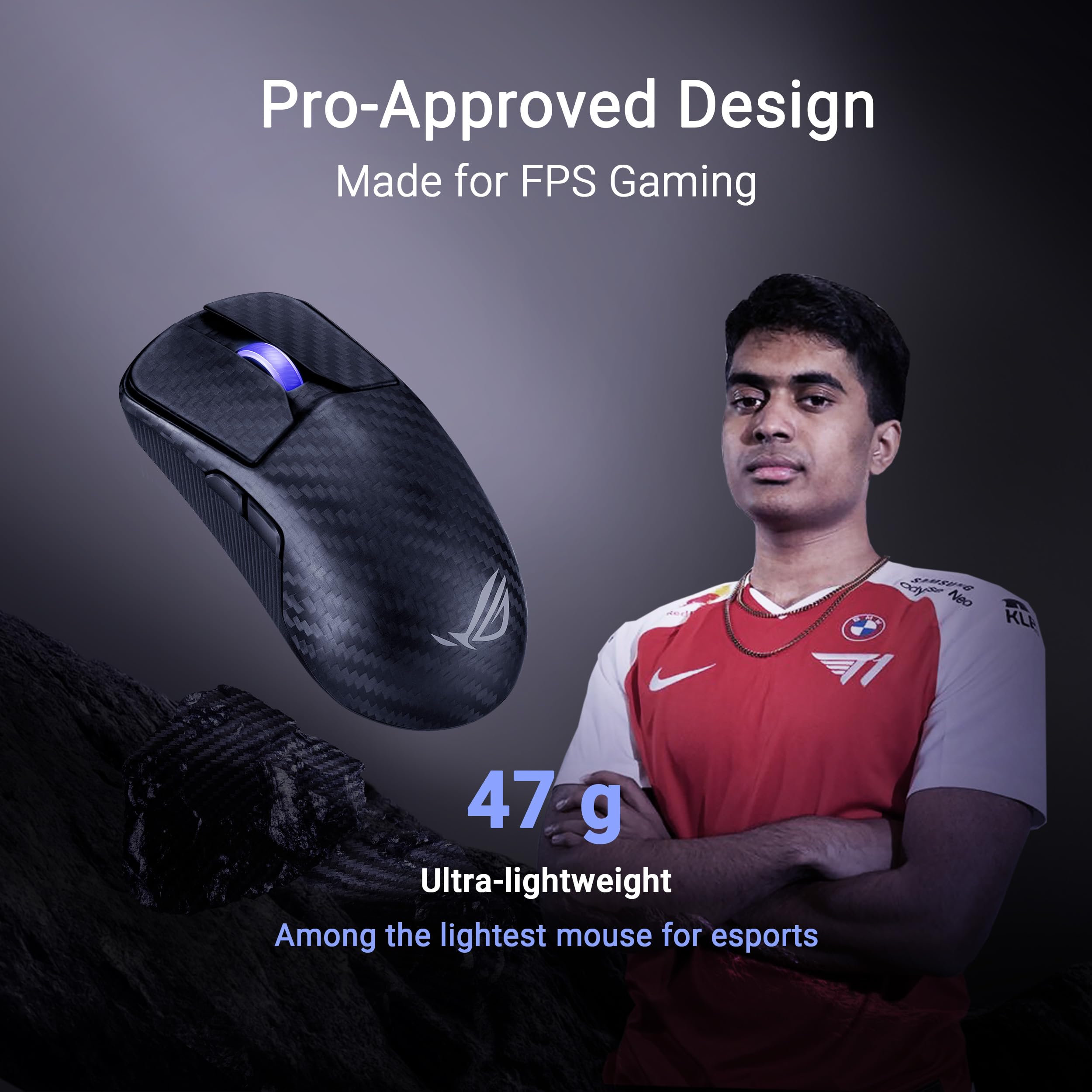 ASUS ROG HARPE ACE EXTREME, Mouse da Gaming Senza Fili, Nero | Sensore ROG Aimpoint da 42K DPI, Connettività Trimode, 5 Pulsanti Programmabili con Aim Lab Settings Optimizer, Soli 47 g