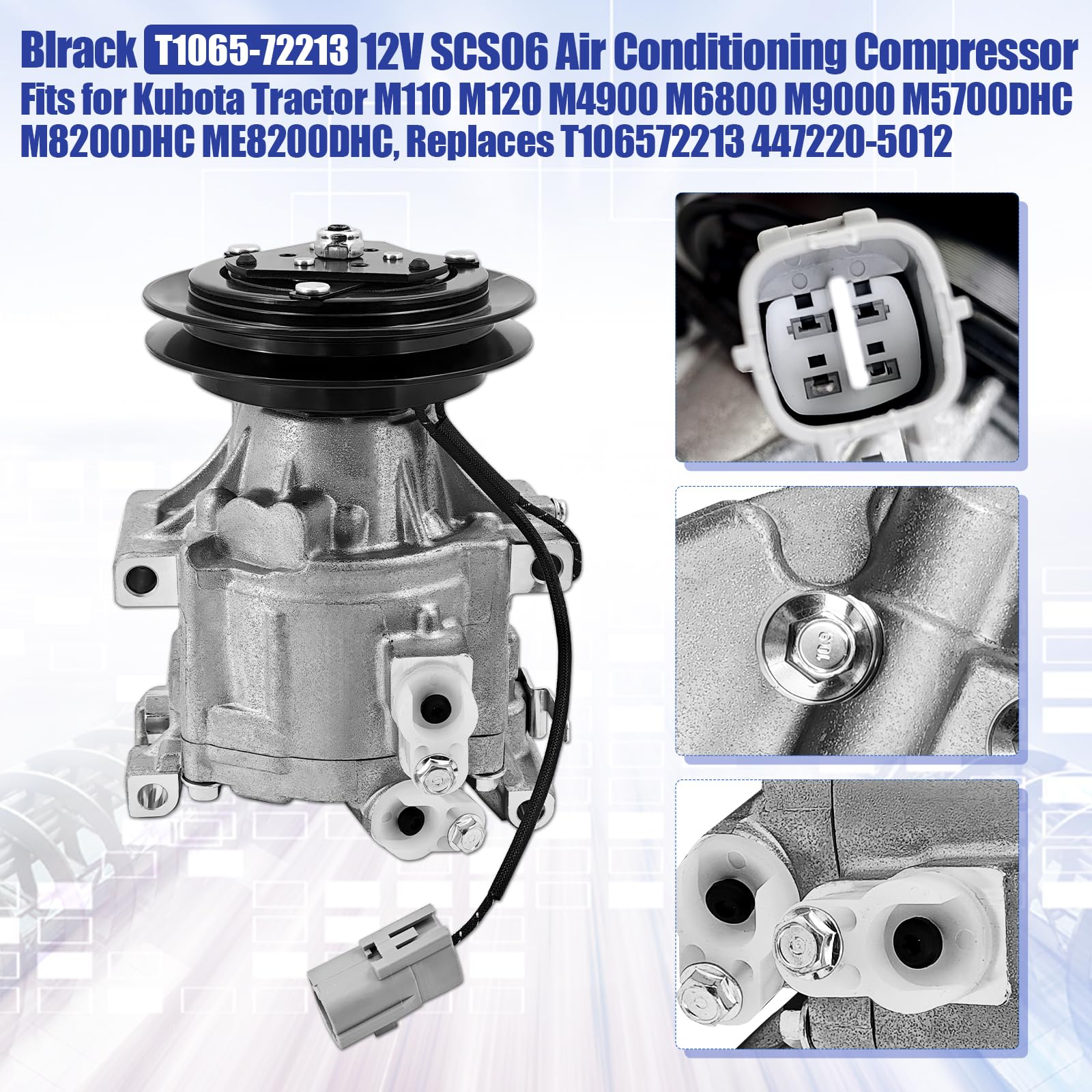 Amazon.co.jp: Blrack T1065-72213 SCS06 A/C コンプレッサー クボタ