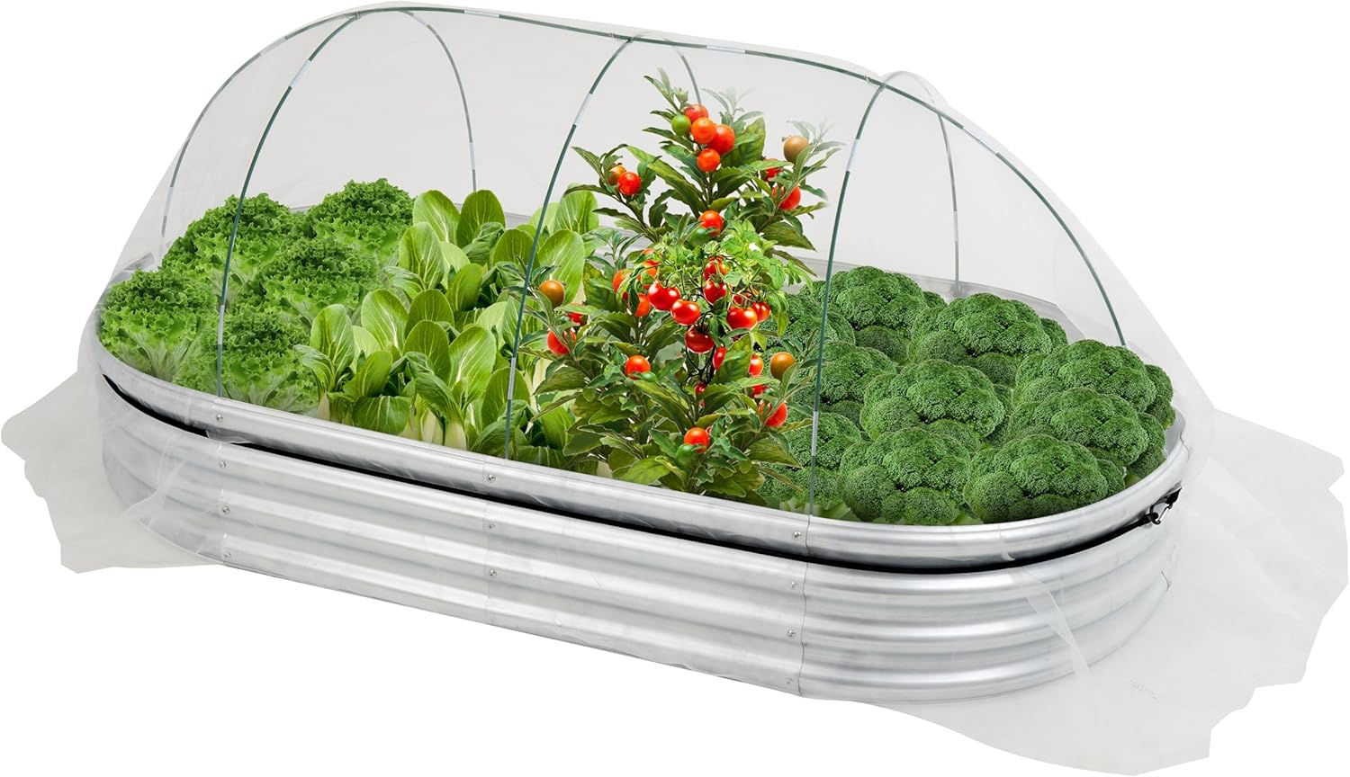 Galvanized Garden Raised Bed 6x3' Greenhouse Hoop with 3