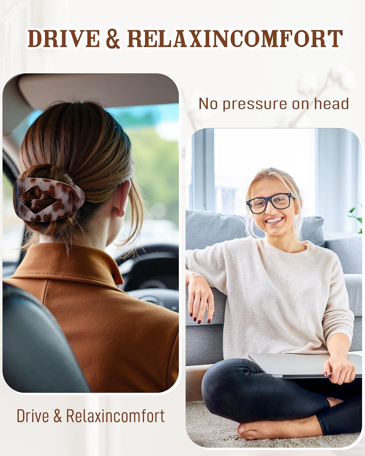 6 PCS Flat Hair Clips for Women - French Medium Flat Claw Clips for Thick Thin Hair, Strong Grip Non Slip Hair Claw Clips for Women Girls - Image 3