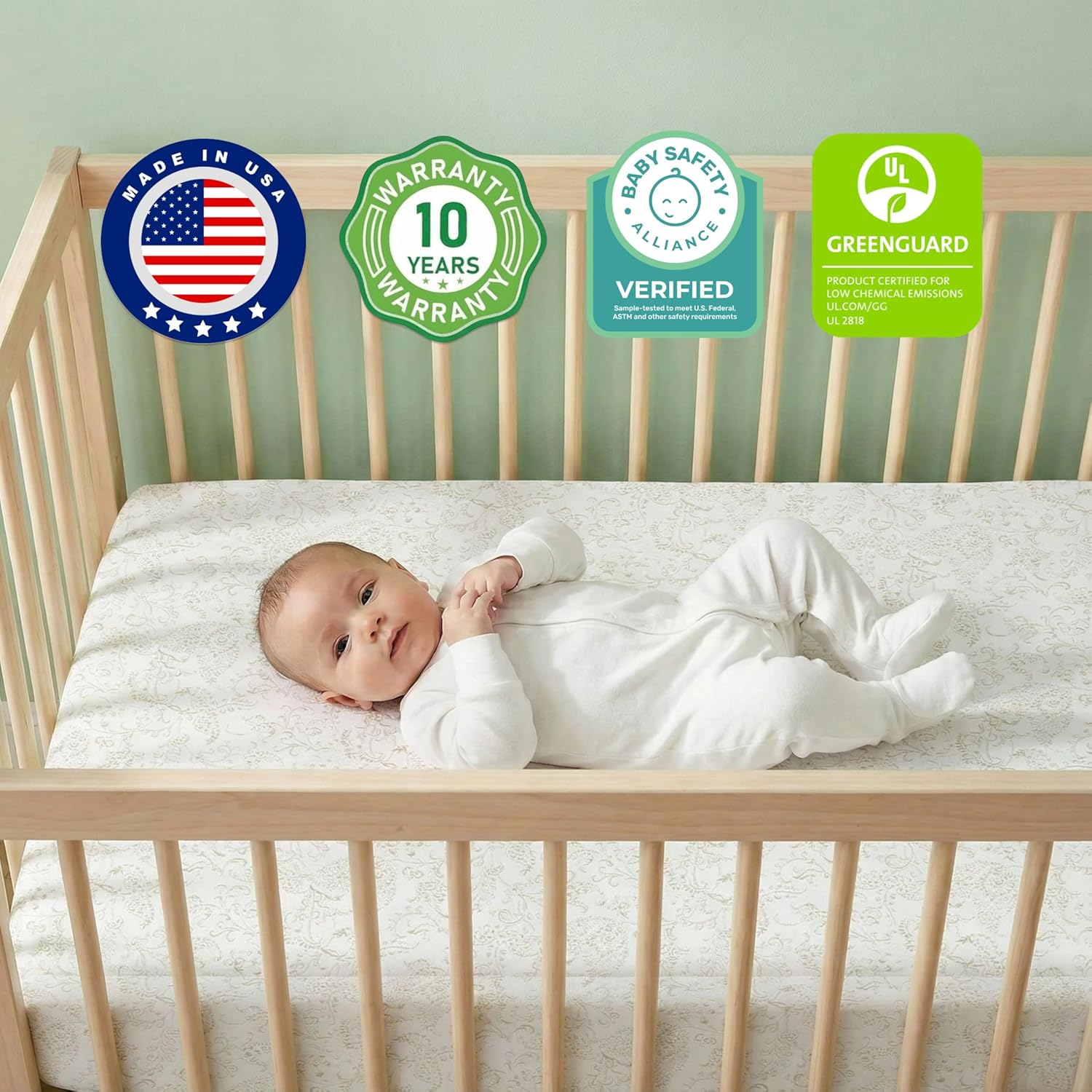 Dream On Me Serene Snooze 5” 2-in-1 Crib & Toddler Mattress, Dual-Sided Infant & Toddler Support, Waterproof & Stain Resistant, GREENGUARD Gold & Baby Safety Alliance Certified – Paisley