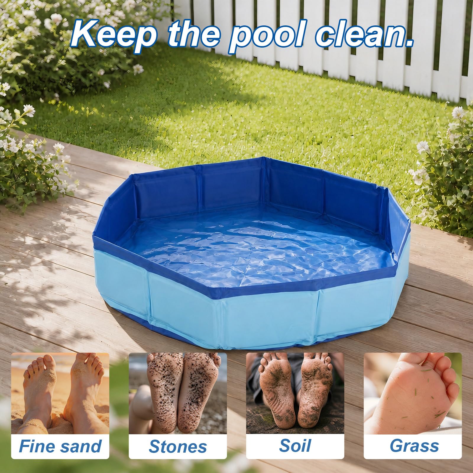 Pediluvio per Piscina, Vasca Lavapiedi Gonfiabile Scaletta d'Ingresso Bacino Portatile Lavaggio Piedi per Piscine Fuori Terra Vasche Idromassaggio e Spa (Blu)