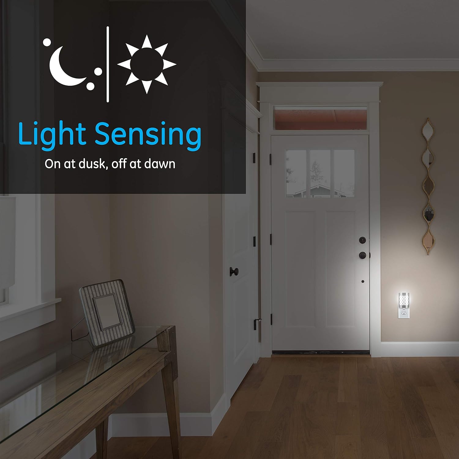 GE CoverLite LED Night Light, 2 Pack, Plug-In, Dusk-to-Dawn Sensor, Home Décor, Ideal for Kitchen Bathroom, Nursery, Bedroom, Hallway, 46815, Brushed Nickel | Moroccan, 2 - - 