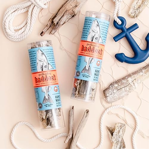 Miniatura 9 de Polkadog Haddock Skins - Golosinas para perros y gatos, bocadillos crujientes y totalmente naturales para perros, gatos, bocadillos salados y