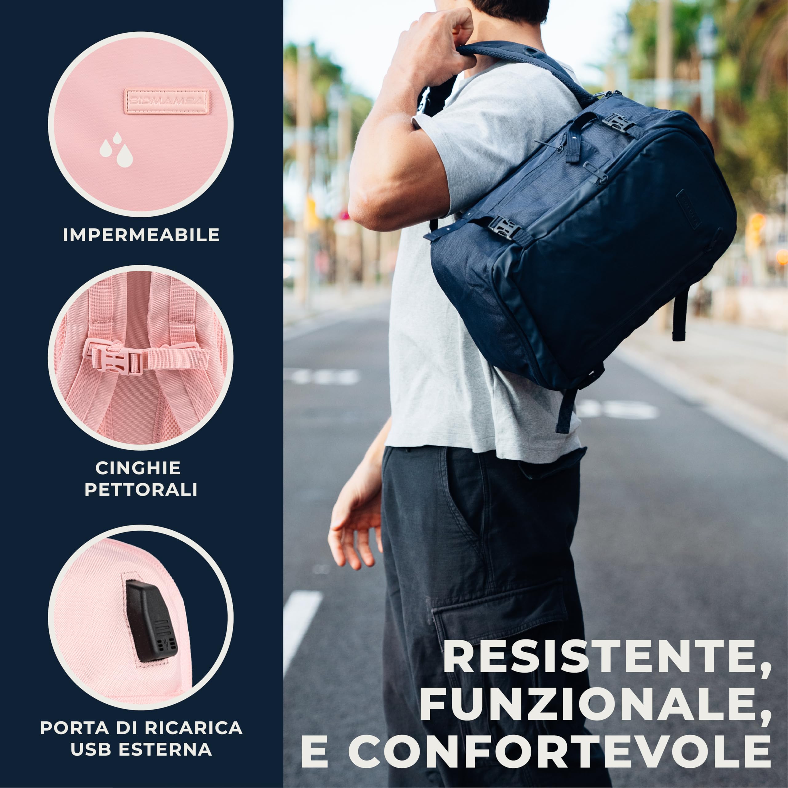 Zaino Bagaglio A Mano 40x20x25 Ryanair, Zaino Borsa 20L Voli Low Cost Easyjet - Rosa