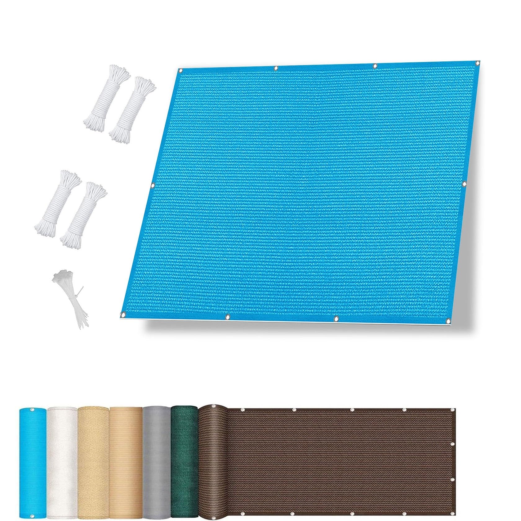 Voile d'ombrage rectangulaire 1.2x6.5m en HDPE bleu pour pare-soleil de terrasse