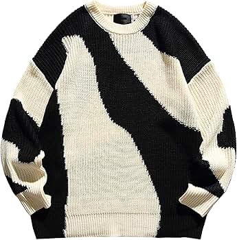 Amazon.com: Gsywaipei Mens Loose Knitted Sweater Casual Pullovers