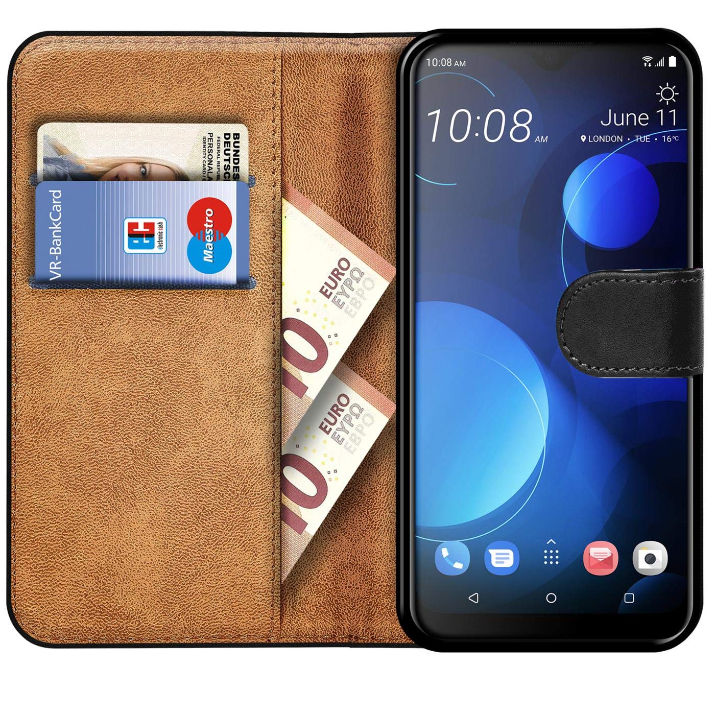 Verco Wallet Case for HTC Desire 19+ Book Cover with Magnetic Closure compatible with HTC Desire 19 Plus Flip Case with Card Slots Faux Leather - Image 2