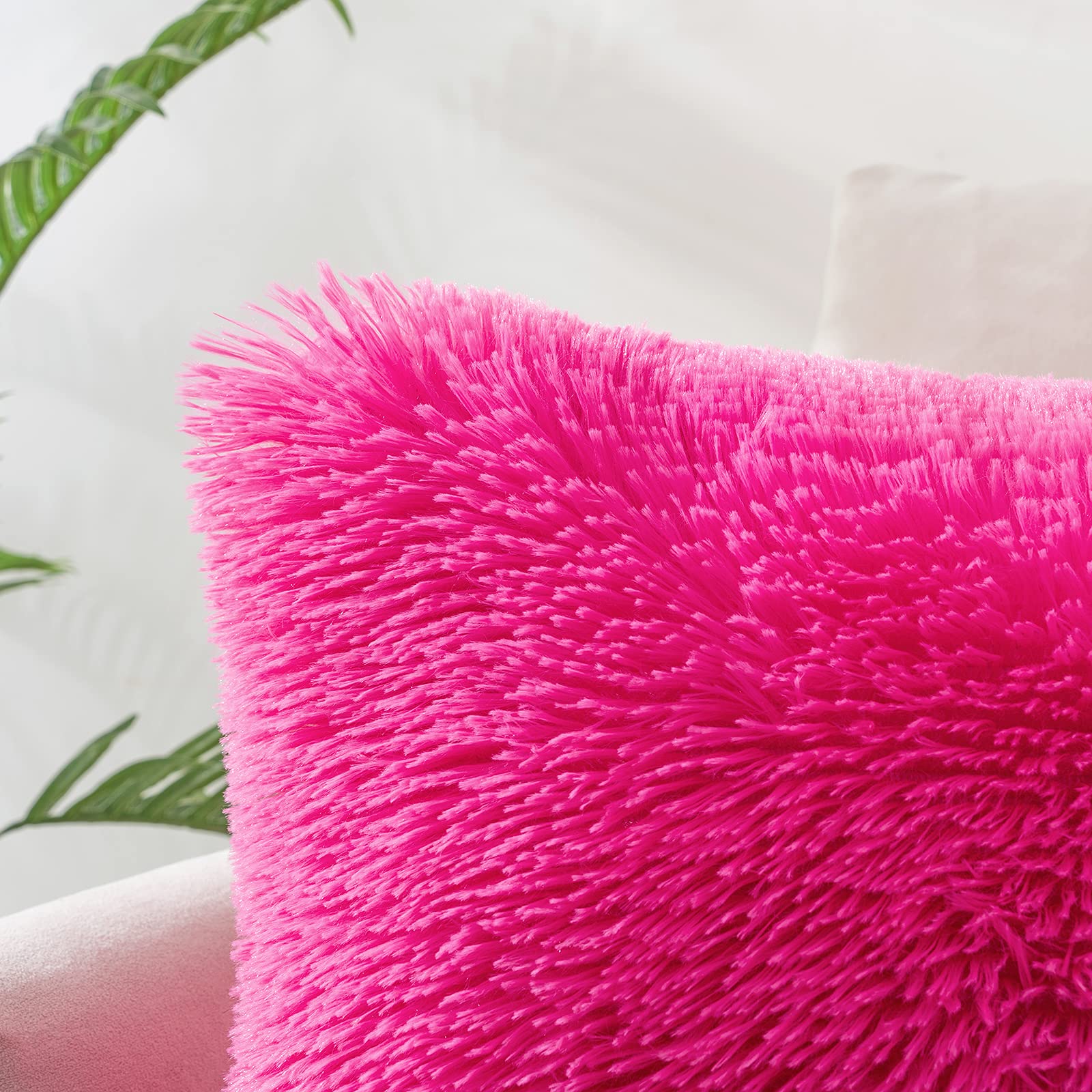 Woaboy Pack of 2 Luxury Faux Fur Throw Pillow Covers Decorative Soft ...