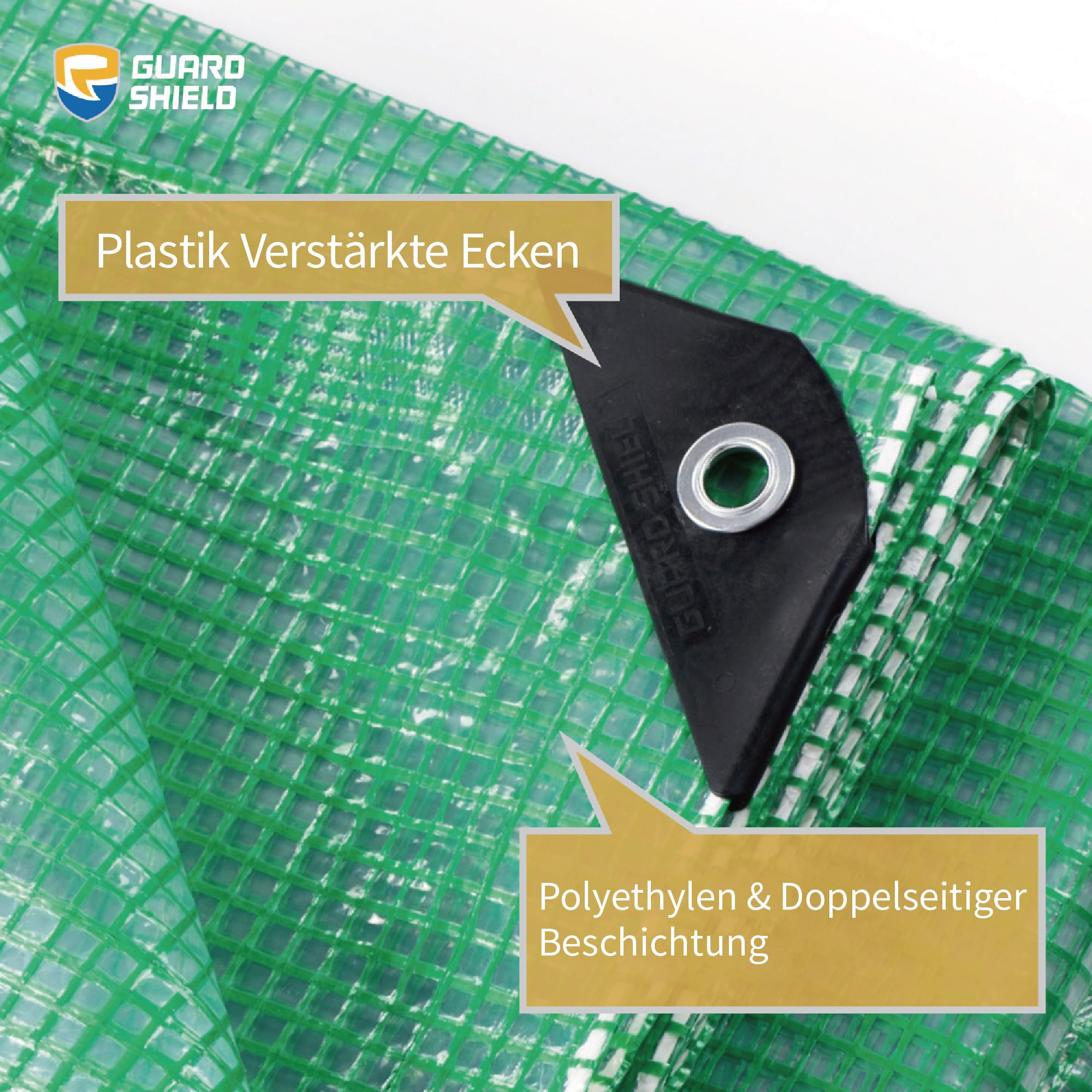 GUARD SHIELD Telo di copertura impermeabile con tessuto a rete, 4 x 6 m, trasparente, 150 g/㎡, in tessuto, multiuso, resistente agli strappi, stabilizzato ai raggi UV