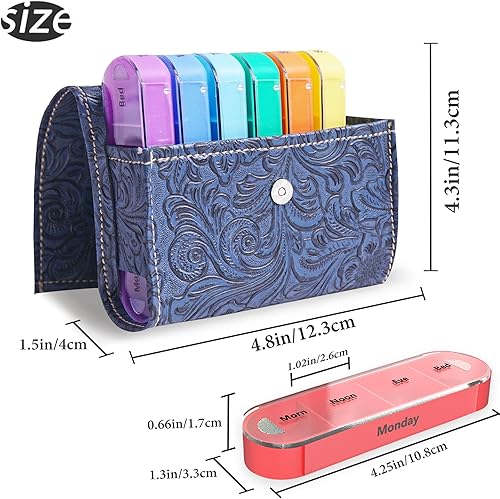 Miniatura 3 de LIZIMANDU - Organizador de píldoras, pastillero de viaje semanal con recordatorio de medicamentos diario AM PM, noche de día, 7 compartimentos, para