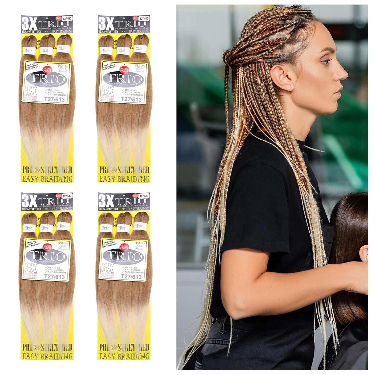 BNG 4X Braiding Hair, 20 inch 3 Pack 12 Bundles Synthetic Fiber Crochet Braids, Itch Free Synthetic Hair Extensions, Quick Braid Hair Bundles, Professional Braid Hair(#2 Dark Brown)