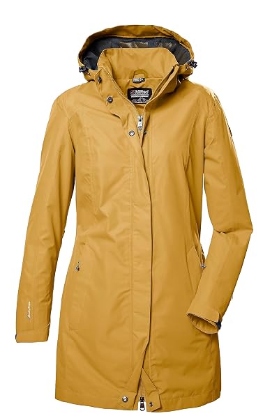killtec Donna Giacca funzionale/giacca da esterno con cappuccio staccabile con cerniera KOS 44 WMN PRK, dark yellow, 36, 41284-000