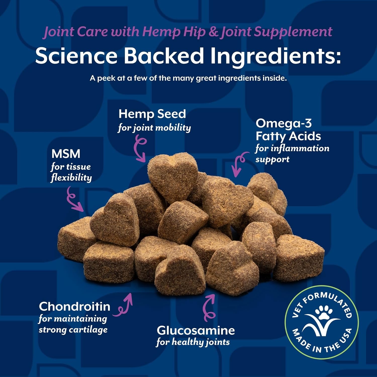 NaturVet – Hemp Joint Health For Dogs - Plus Hemp Seed | Supports Overall Joint Health | Enhanced with Glucosamine, MSM, Chondroitin & Antioxidants | 120 Soft Chews