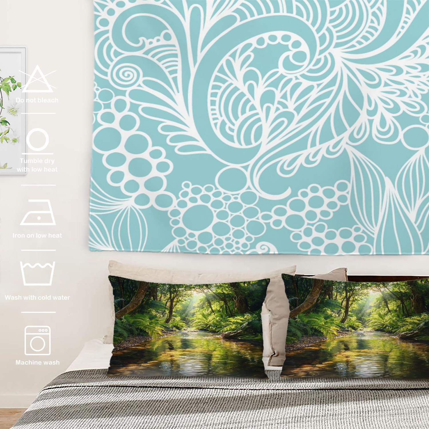 Batmerry Environment Natural Beauty Pillowcases, Sunlit Glade Leafy Canopy Decorative Bed Pillowcases Digital Printing Blended Fabric Bedroom Set Hidden Zipper on Short Side 20X26 in