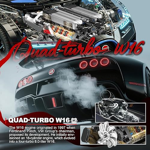 Miniatura 5 de Sosuy Kit de motor motorizado W16 para adultos, hombres y adolescentes, accionamiento eléctrico, réplica de trabajo ultra realista, juego de hogar