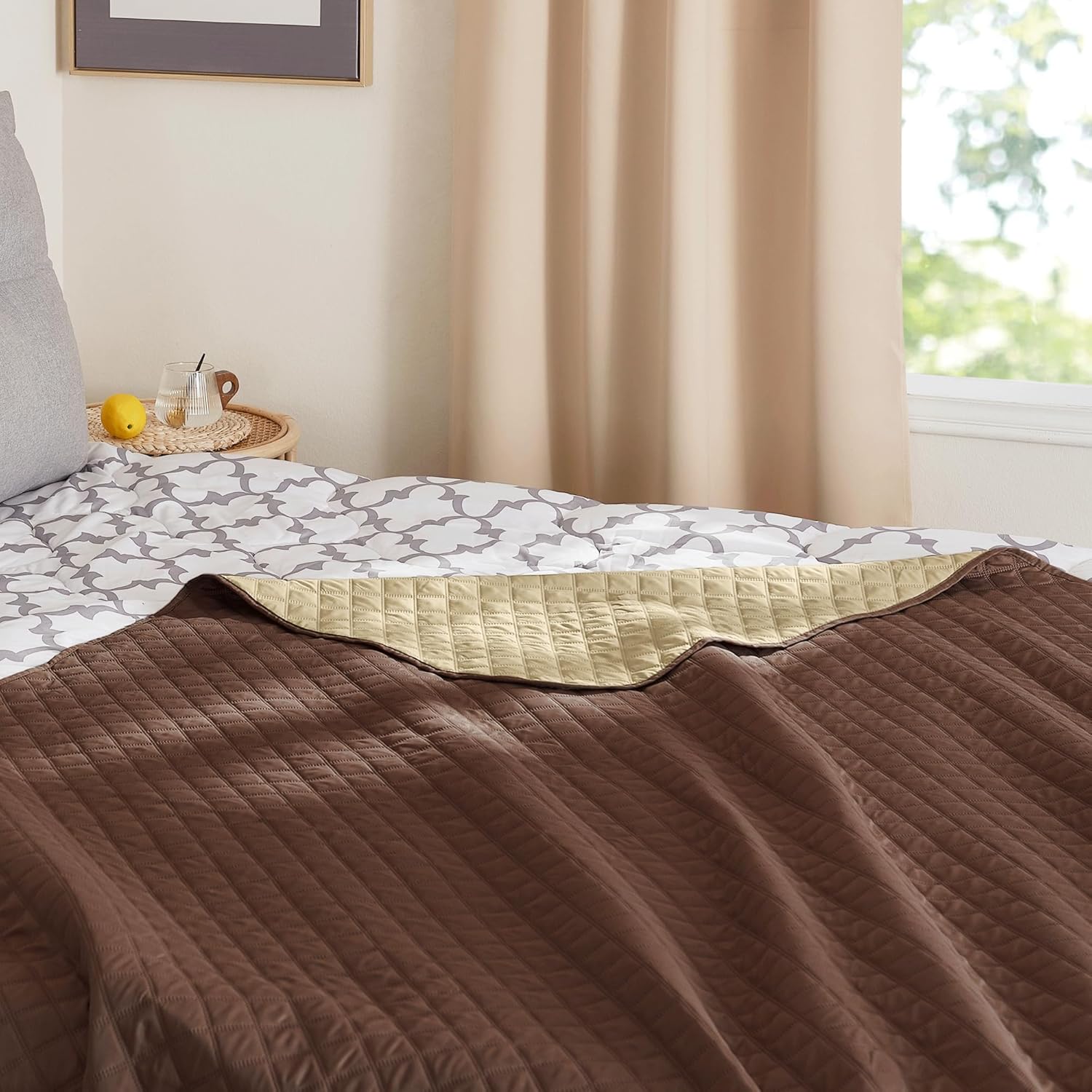 NICETOWN 100% Waterproof Dog Bed Cover Reversible Leak Proof Couch Cover Washable Sofa Furniture Protector Blanket for Pets Kids Children Dog Cat (82 x 82 Inch, Chocolate/Sand, 1 Panel)