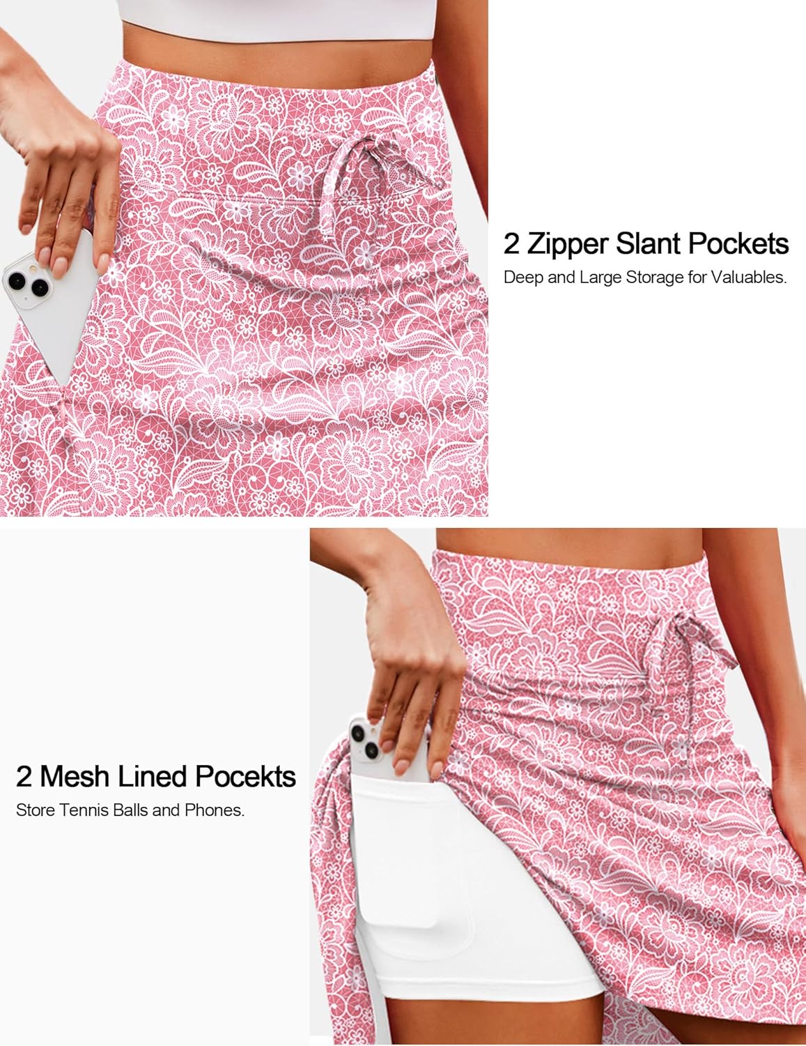 COOrun 20" Tennis Skirt Women Knee Length Golf Long Skort with Pockets High Waisted Athletic Sports Inner Shorts Skirts S-3XL - Image 4