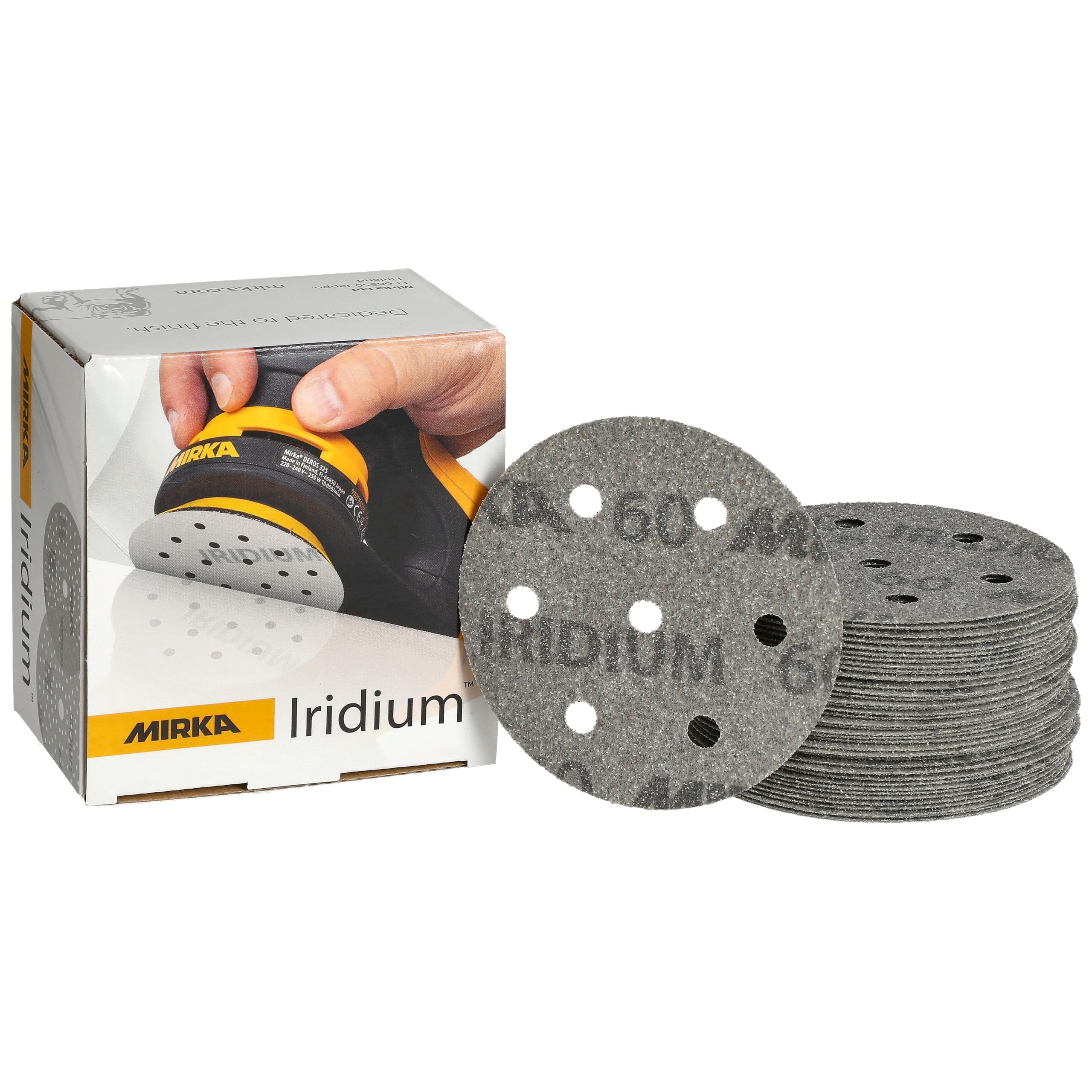Mirka carta abrasiva Iridium Ø 90 mm a strappo 7 fori grana 60 50 pz
