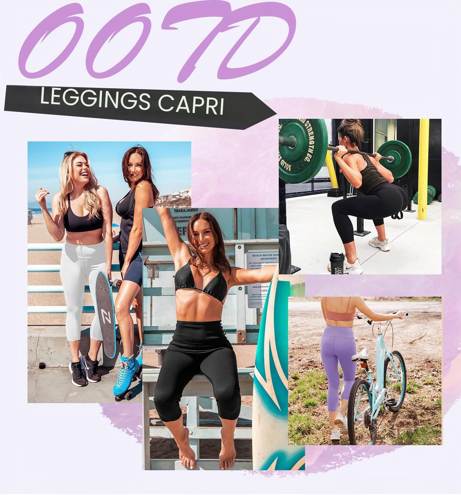 Leggings 3/4 Femme Pantalon de Sport, Jegging Taille Haute Femme Yoga Opaque Doux Capri Leggings avec Poches