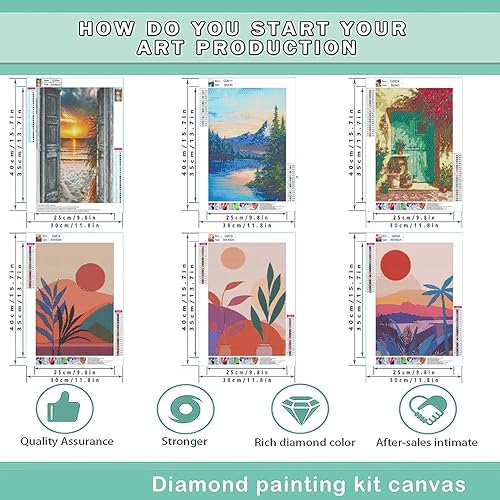 Miniatura 2 de Leatrice 6 Pack Landscape Diamond Painting Kits for Adults DIY Full Drill Diamond Dots Paintings Picture Arts Craft for Home Wall Art Decor