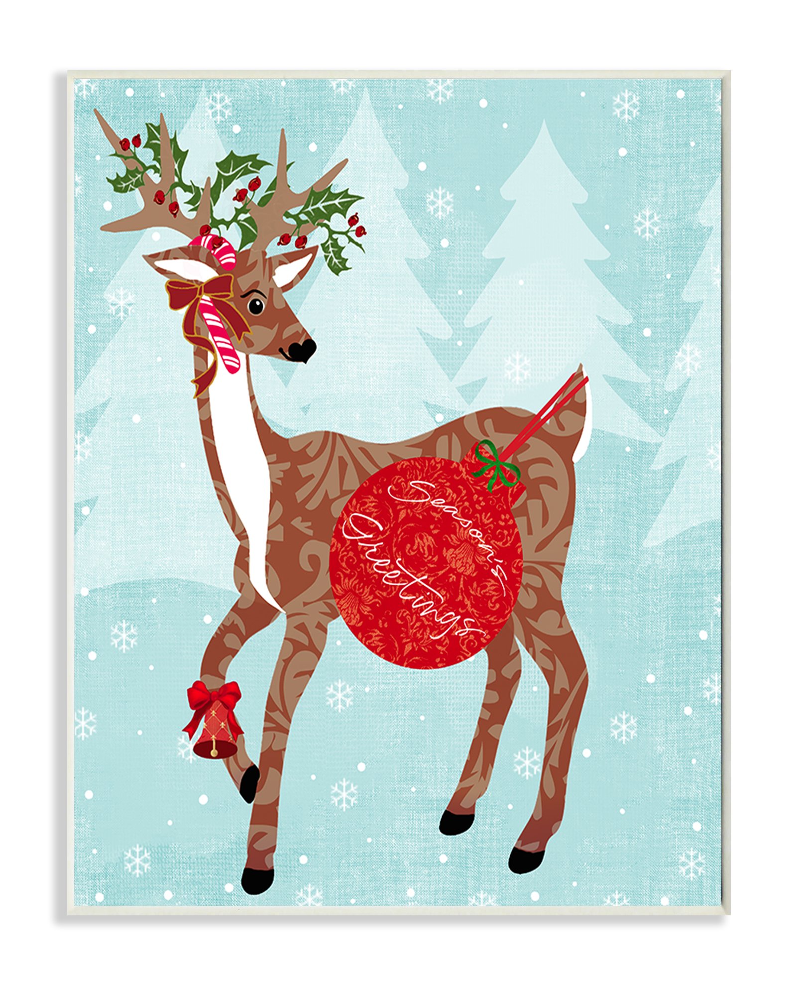 Plaque murale art Le Seasons Greetings avec renne Stupell Home Decor