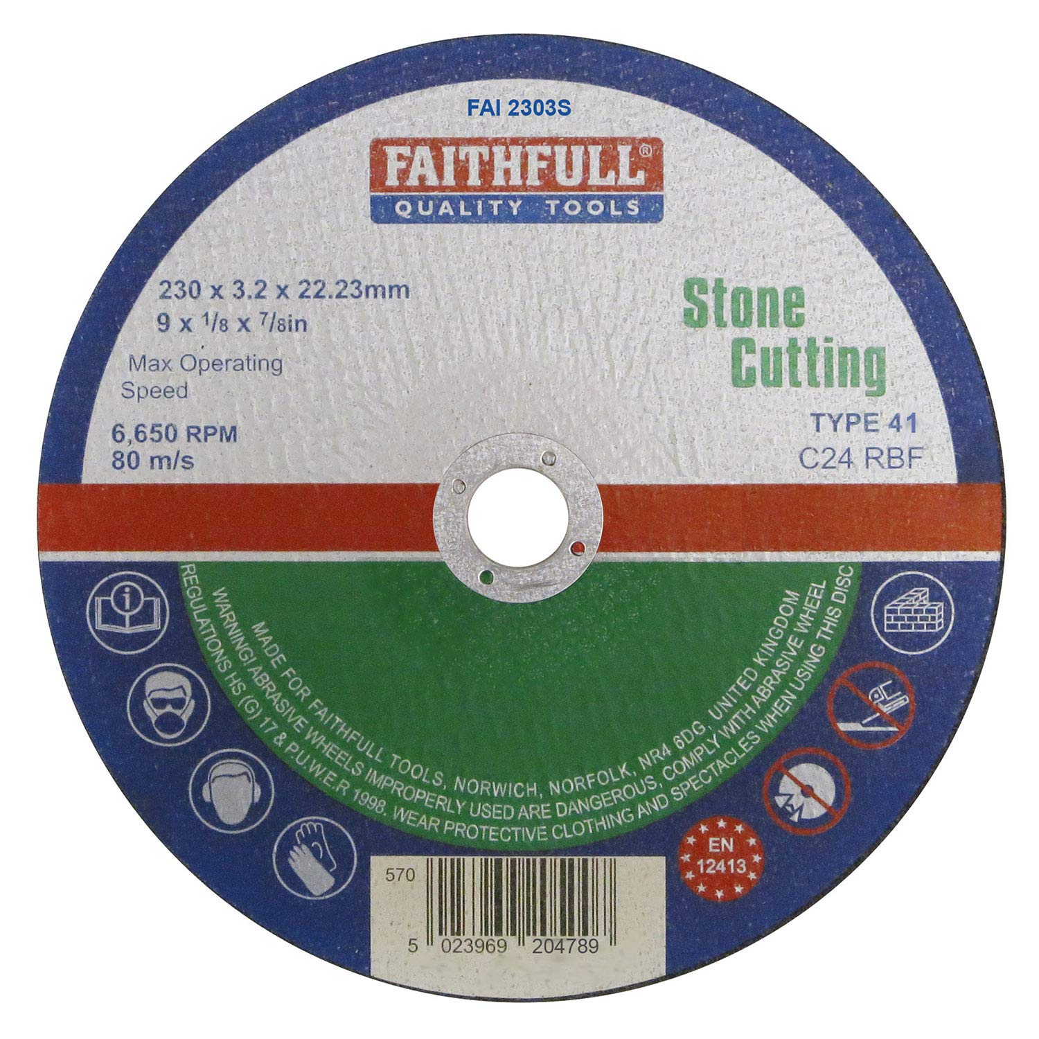 Faithfull FAI2303S Stone Cutting Disc 230mm x 3.2 x 22.23