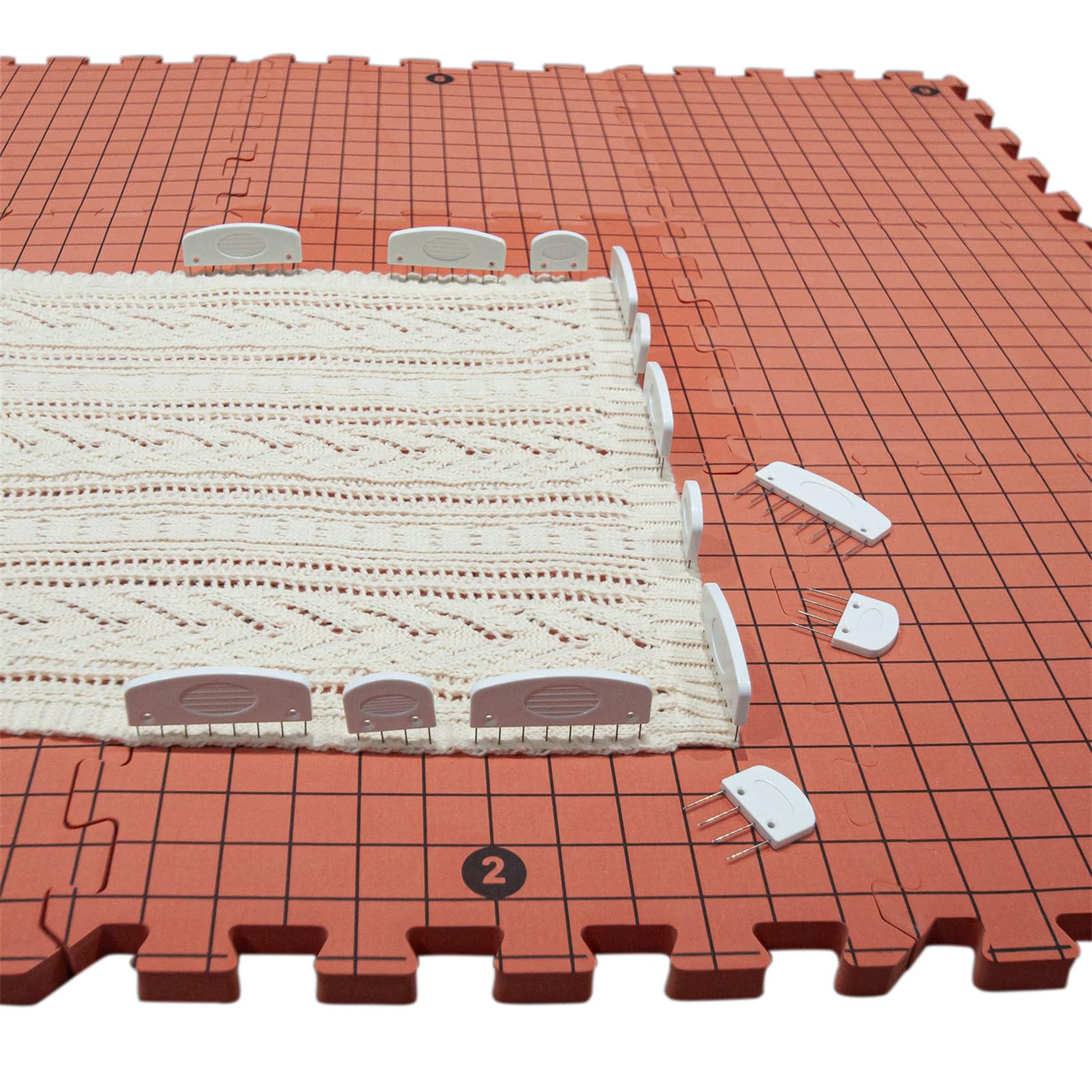 Juego de 9 almohadillas de bloqueo de punto en T con 100 agujas en T de 38 mm para proyectos de hilo y ganchillo, 32 x 32 cm, placa de espuma de metal, juego de manualidades