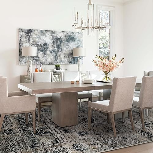 Miniatura 7 de Alfombra de área de 5 x 7 pies para sala de estar, lavable a máquina con parte trasera de goma antideslizante, alfombra delgada de pelo bajo,