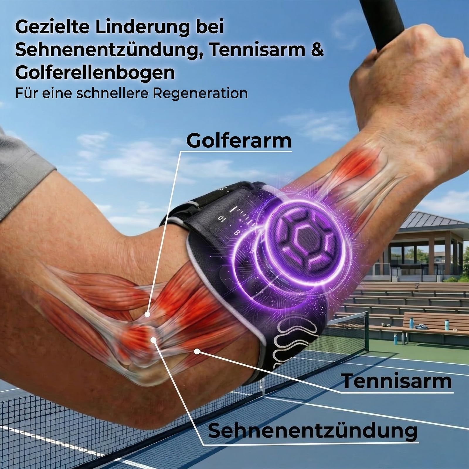 Ellenbogenbandage Tennisarm Bandage für Tennisarm und Golferarm ,Leichte Manschette fürTennisarm,Einstellbare Schmerzlinderung bei Epicondylitis für Sehnenentzündung,Arthritis,Rechts und Links Unisex