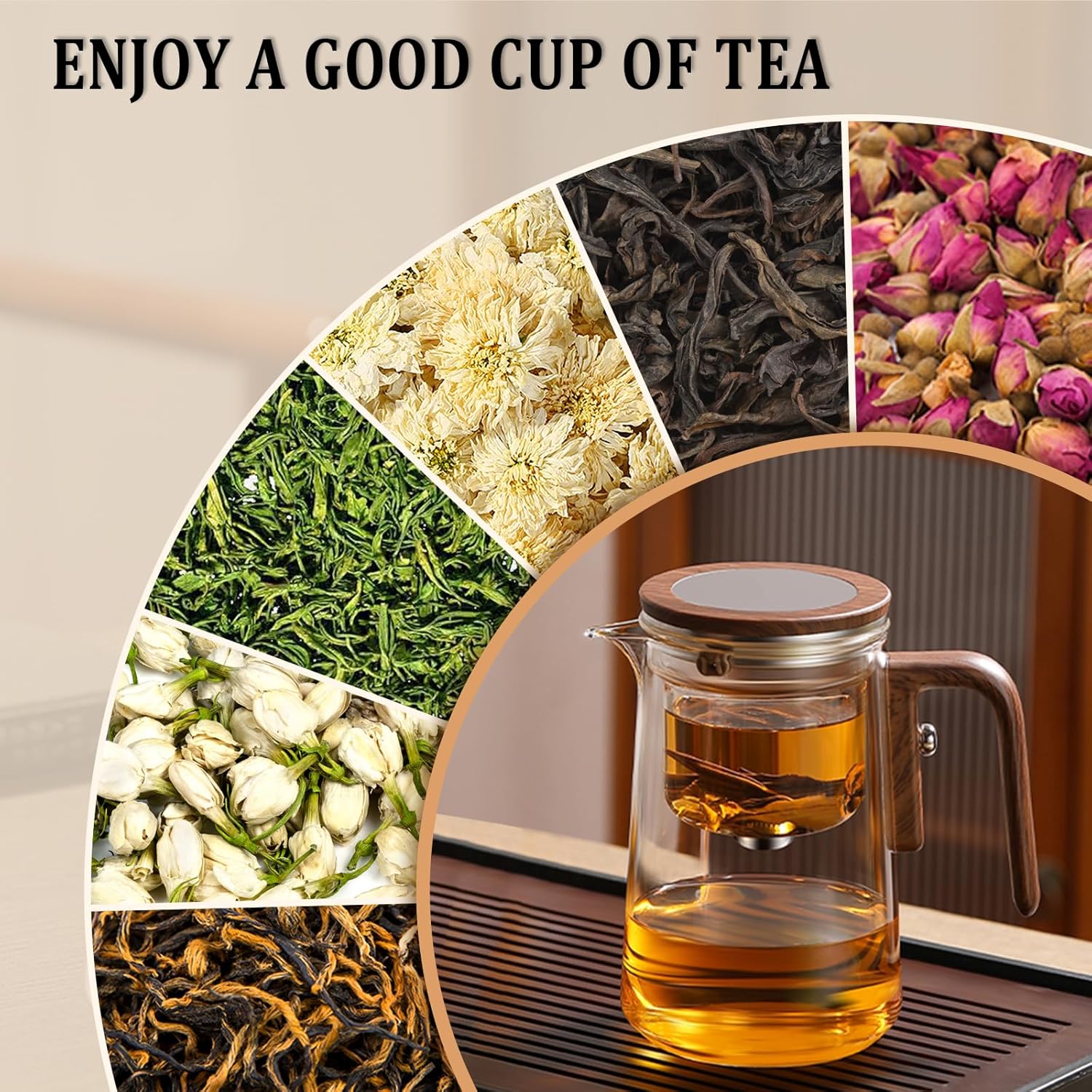 Enchant Tea Pot - 800ml/27.1oz Witchcraft Magic Glass Teapot, Magnetic Water Separation Design, Borosilicate Infuser Pot with Strainer for Loose Leaf & Herbal Teas, Ideal for Tea Maker