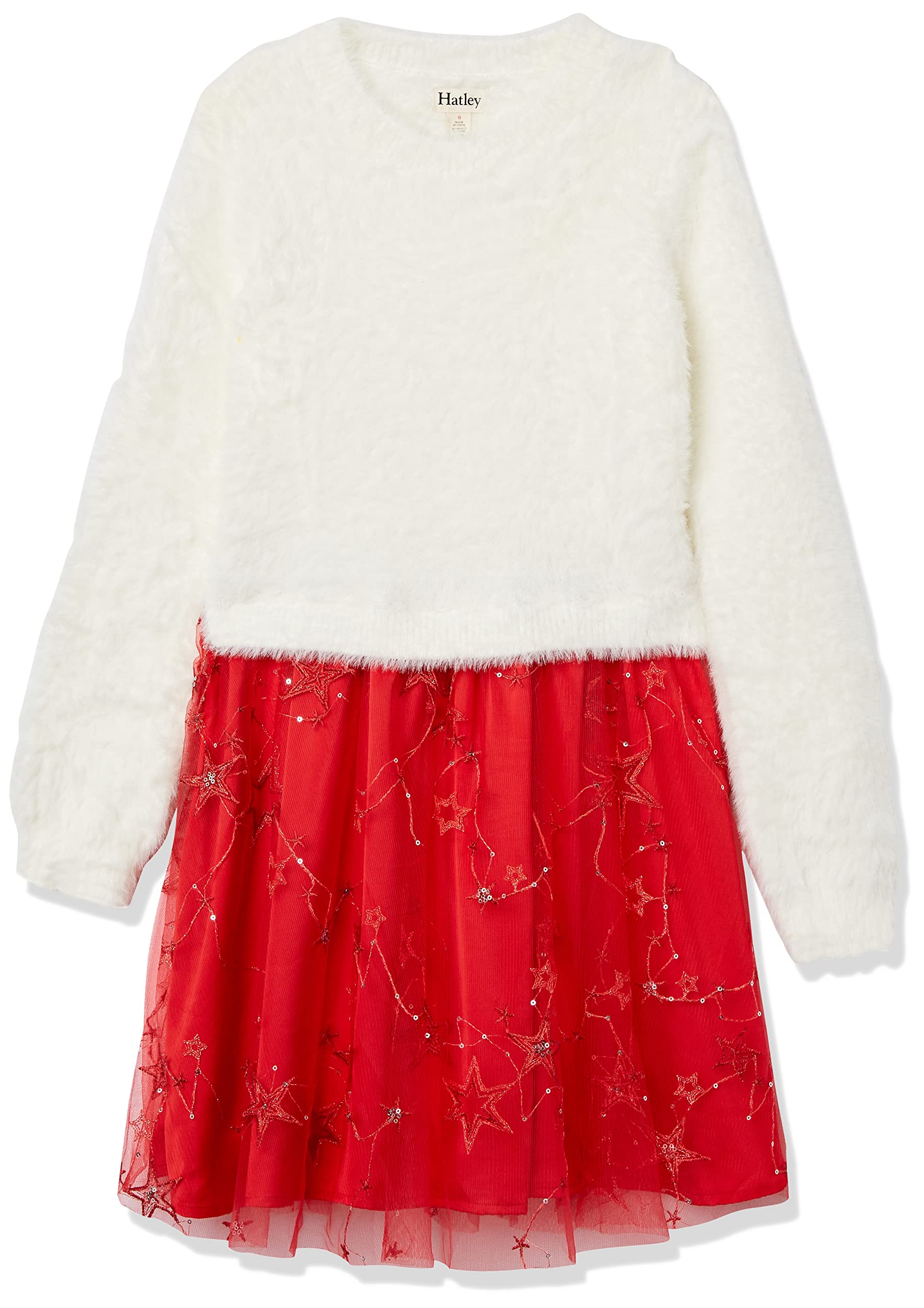 Hatley Girl's Mix Media Dress, Twinkle Galaxy, 3 Years