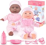 Toy Choi's Twin Baby Dolls 12 inch Soft Body Baby Doll, 2 White Doll Set | Babydoll Playset with Rompers, Hat, Pacifier and Doll Bibs, Gifts Toys for Toddlers Kids Boys and Girls
