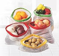 Vista 5 de Beyond Gourmet HIC - Bolsas de malla reutilizables para cocina, con cierre de cordón, juego de 5 bolsas de almacenamiento